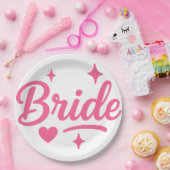 Bruid Neon Roze Papieren Bordje (Feest)