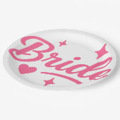 Bruid Neon Roze Papieren Bordje (Gekanteld)