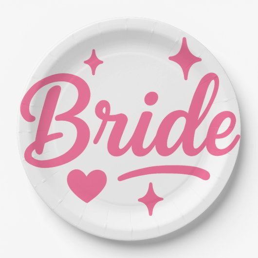 Bruid Neon Roze Papieren Bordje (Voorkant)