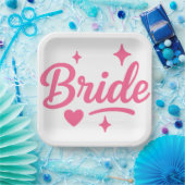 Bruid Neon Roze Papieren Bordje (Feest)