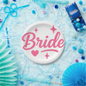 Bruid Neon Roze Papieren Bordje (Feest)