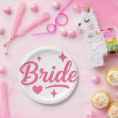 Bruid Neon Roze Papieren Bordje (Feest)