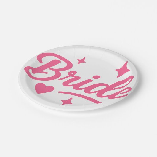 Bruid Neon Roze Papieren Bordje (Gekanteld)