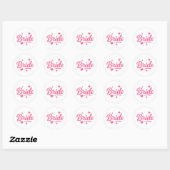 Bruid Neon Roze Schrift Ronde Sticker (Vel)