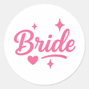Bruid Neon Roze Schrift Ronde Sticker