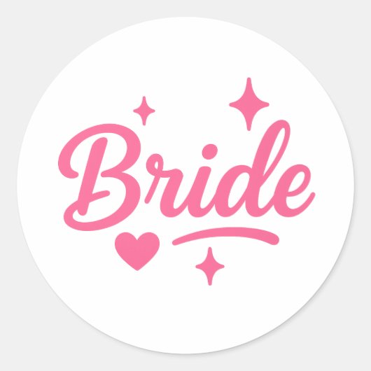 Bruid Neon Roze Schrift Ronde Sticker (Voorkant)