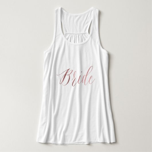 Bruid/Nep Rose Goud/Modern Penseel Lettertype Tanktop (Design voorkant)
