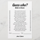 Bruid of bruidegom bruiloft gissen spel flyer (Voorkant)
