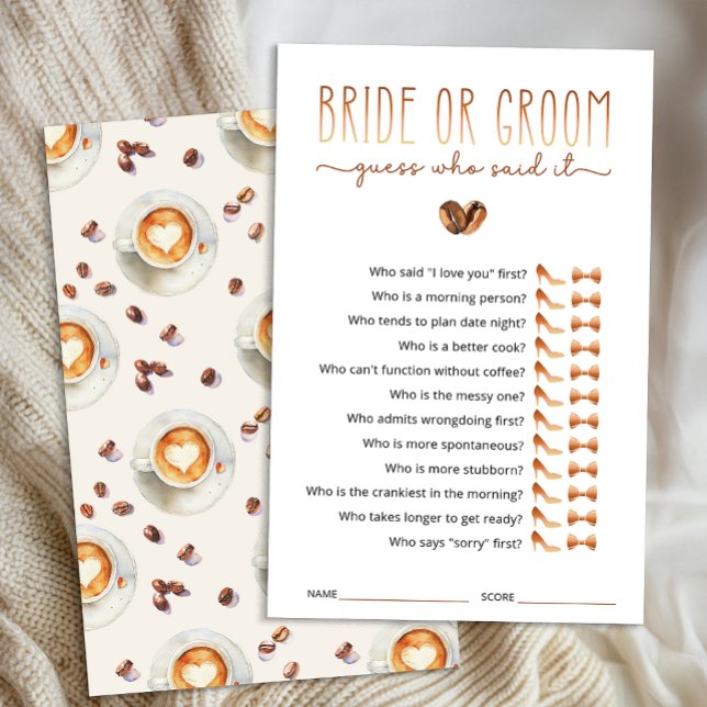 Bruid of Bruidegom Raad Wie Het Zei Spel (Bridal Shower Game Card)