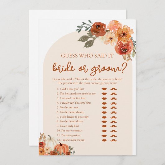 Bruid of bruidegom raad wie zei het Vrijgezellenfe Kaart (Voorkant / Achterkant)