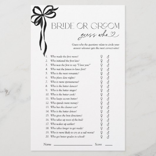 Bruid of bruidegom raden wie zwarte boog douche sp (Voorkant)