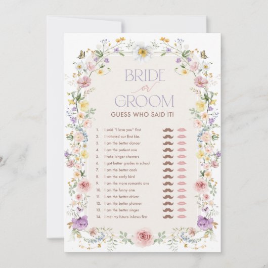 Bruid of Bruidegom Wildflower Vrijgezellenfeest Ga Kaart (Voorkant)