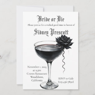 "Bruid of Die" Bachelorette Party Uitnodiging GO