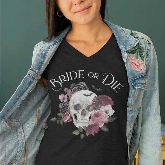 Bruid of Die Bloemen Schedel Chic Gothic Bachelore Tri-Blend Shirt