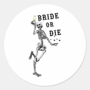 Bruid of Die Dansen Skelet Gotische Bachelorette Ronde Sticker