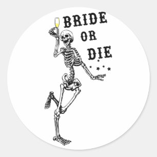 Bruid of Die Dansen Skelet Gotische Bachelorette Ronde Sticker
