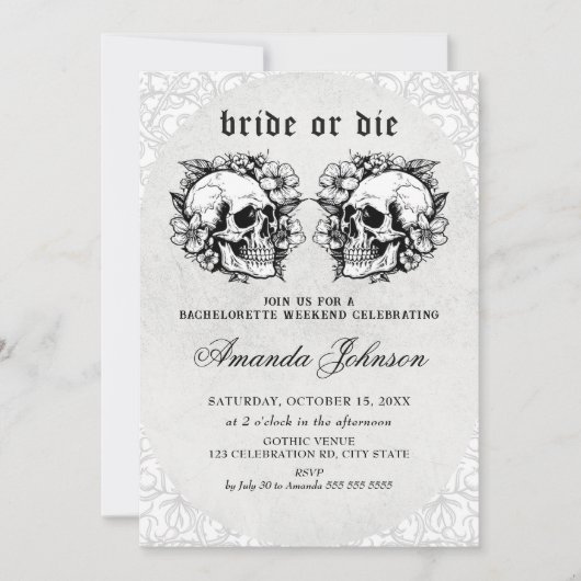 Bruid of Die Gothic Bachelorette Party Uitnodiging (Voorkant)