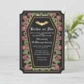 Bruid of Die Gothic Coffin Bachelorette Party Kaart (Staand voorkant)