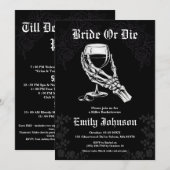 Bruid of Die Gothic Elegant vrijgezellenfeest Kaart (Voorkant / Achterkant)