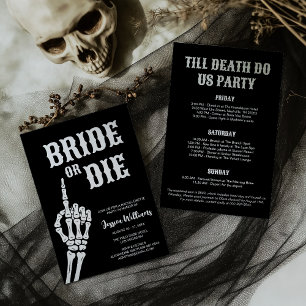 Bruid of Die Gothic schedel Bachelorette Party Kaart