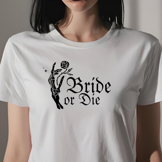 Bruid of Die Gothic Skeleton Hart Bruid T-shirt