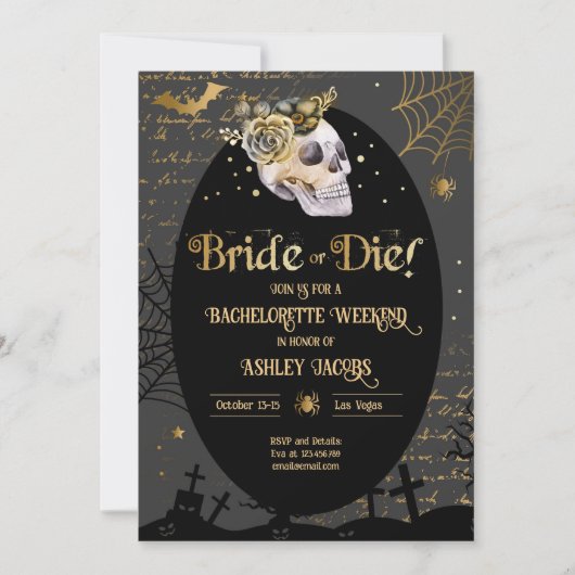 Bruid of Die Halloween Bachelorette Weekend Kaart (Voorkant)