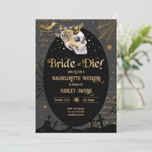 Bruid of Die Halloween Bachelorette Weekend Kaart (Staand voorkant)