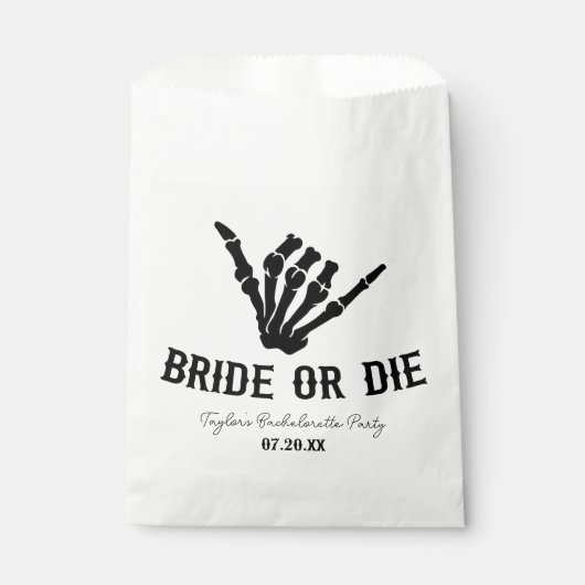 Bruid of Die Rockstar Skelet Bachelorette Party Bedankzakje (Voorkant)
