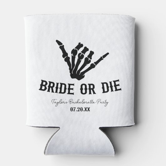 Bruid of Die Rockstar Skelet Bachelorette Party Blikjeskoeler (Achterkant)