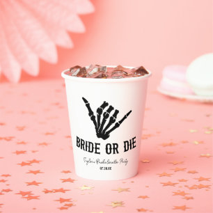 Bruid of Die Rockstar Skelet Bachelorette Party Papieren Bekers