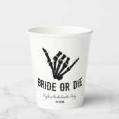 Bruid of Die Rockstar Skelet Bachelorette Party Papieren Bekers (Achterkant)