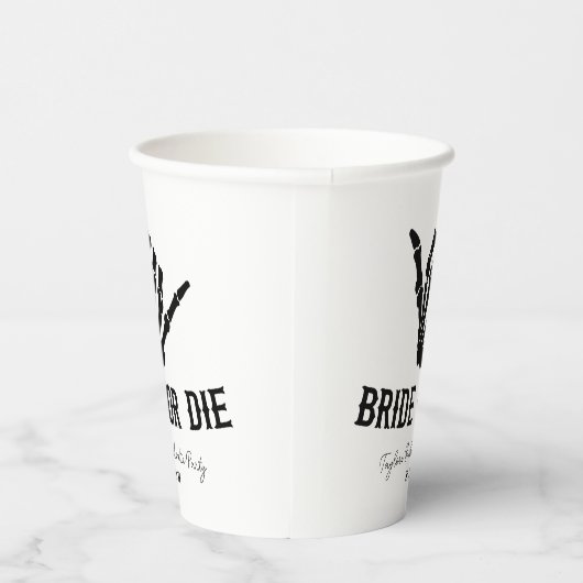 Bruid of Die Rockstar Skelet Bachelorette Party Papieren Bekers (Rechts)