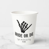 Bruid of Die Rockstar Skelet Bachelorette Party Papieren Bekers (Voorkant)