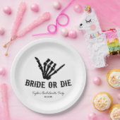 Bruid of Die Rockstar Skelet Bachelorette Party Papieren Bordje (Feest)
