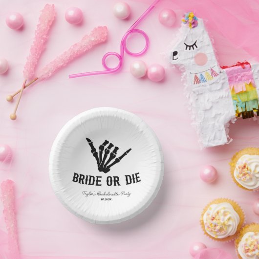 Bruid of Die Rockstar Skelet Bachelorette Party Papieren Kommen (Feest)