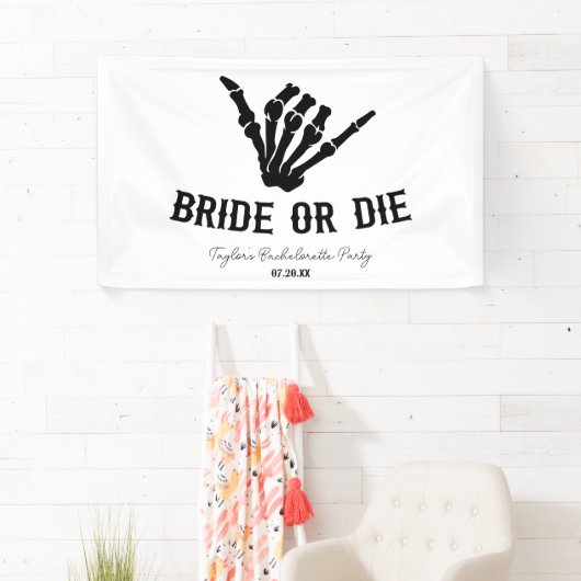 Bruid of Die Rockstar Skelet Bachelorette Party Spandoek (Insitu)