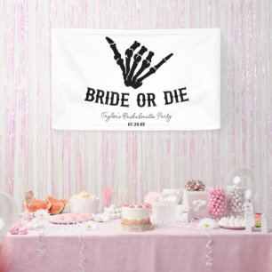 Bruid of Die Rockstar Skelet Bachelorette Party Spandoek