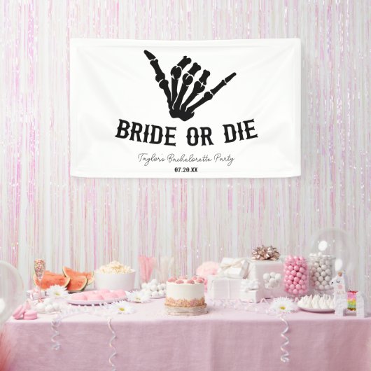 Bruid of Die Rockstar Skelet Bachelorette Party Spandoek (Feest)