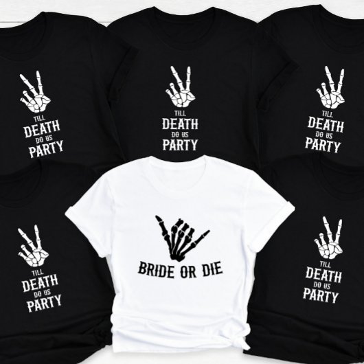 Bruid of Die Rockstar Skelet Bachelorette Party T-shirt