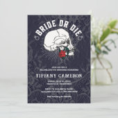 Bruid of Die Skull Bachelorette Party Kaart (Staand voorkant)