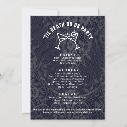 Bruid of Die Skull Bachelorette Party Kaart (Achterkant)