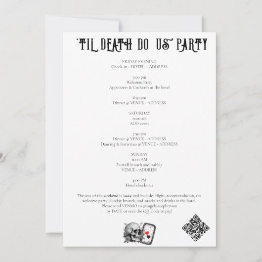 Bruid of Die Til Death Gothic Tarot Bachelorette Kaart (Achterkant)