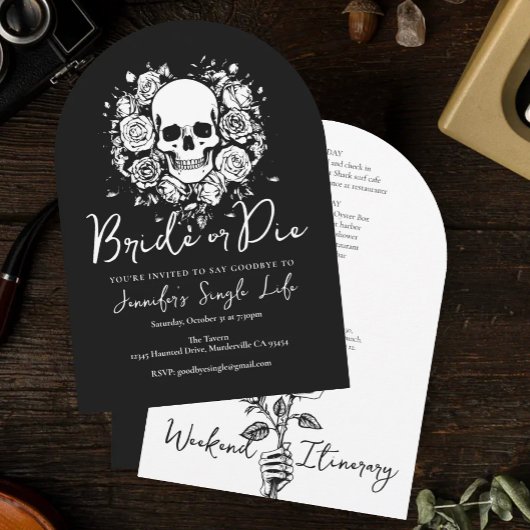 Bruid of Sterf Bloemrijke Schedel Bachelorette Wee Kaart
