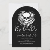 Bruid of Sterf Bloemrijke Schedel Bachelorette Wee Kaart (Voorkant)