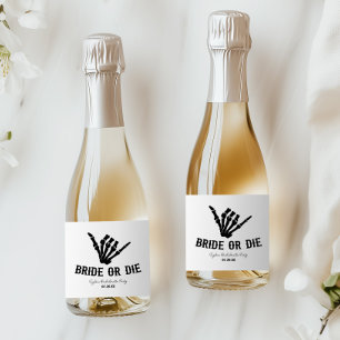 Bruid of Sterf Rockstar Skelet Bachelorette Feest Sparkling Wijnetiket