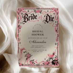 Bruid of Sterf Roze Bruiloftfeest Kaart