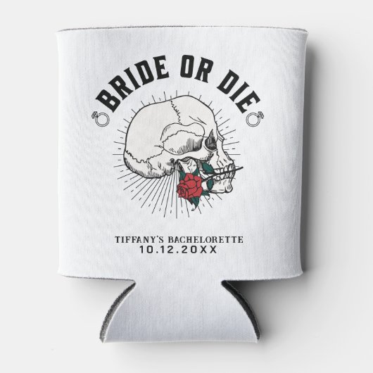 Bruid of Sterf Schedel Bachelorette Feestje Blikjeskoeler (Voorkant)