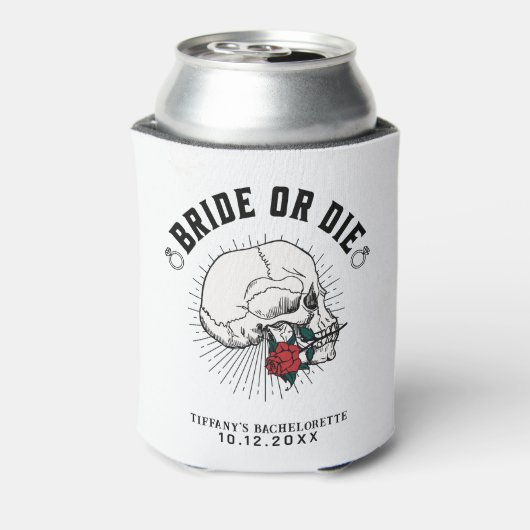 Bruid of Sterf Schedel Bachelorette Feestje Blikjeskoeler (Blikje Achterkant)