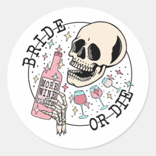 Bruid Of Sterf Schedel Drinken Halloween Bachelore Ronde Sticker