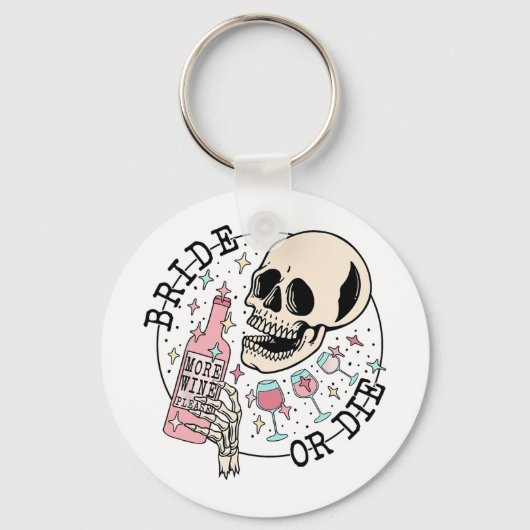 Bruid Of Sterf Schedel Drinken Halloween Bachelore Sleutelhanger (Voorkant)
